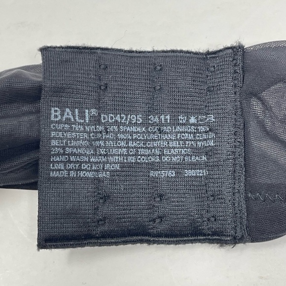 Bali Bra Womens 42DD Black Satin Padded Adjustable‎ Straps Hook Eye Closure - Picture 8 of 8